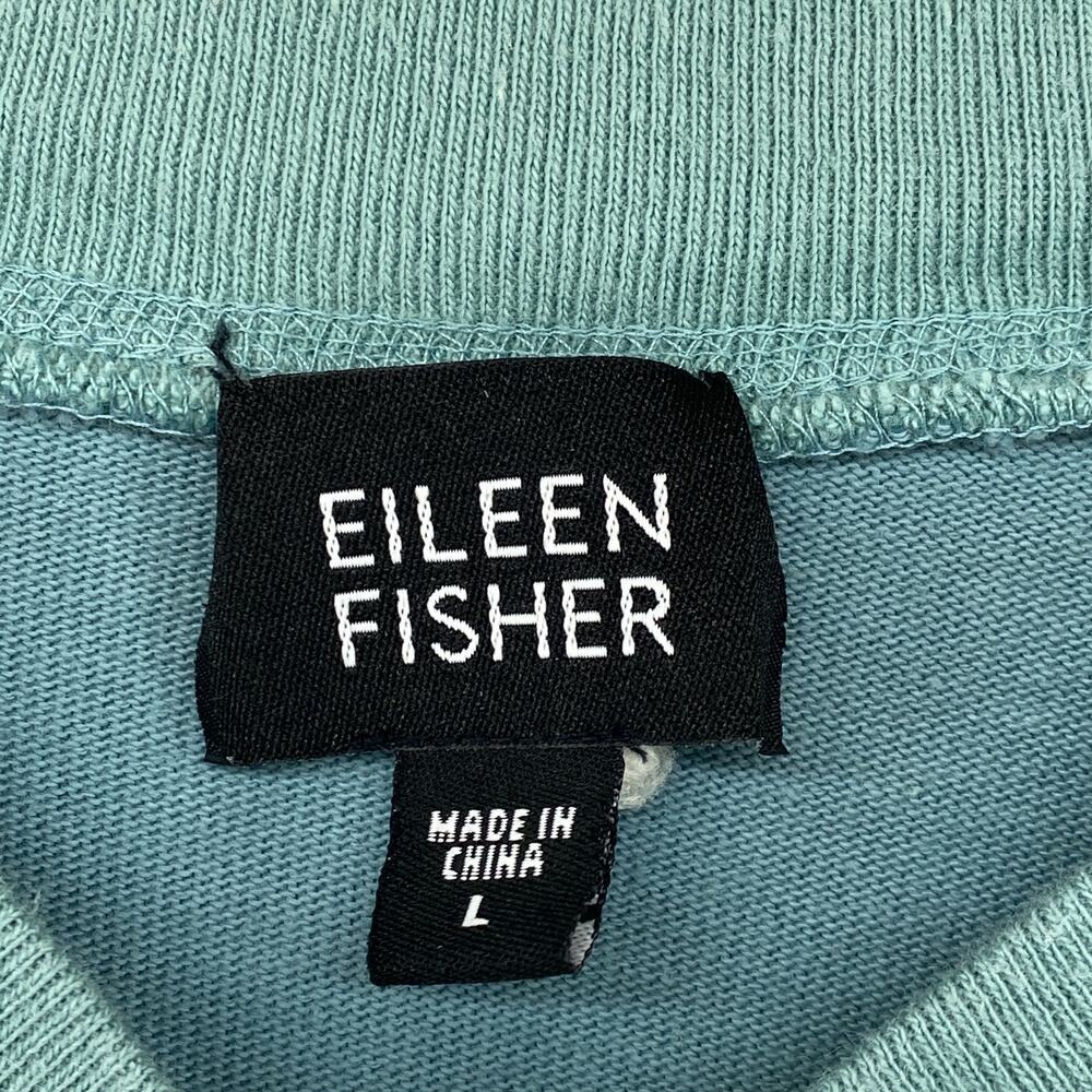 EILEEN FISHER Jacket L Heavy Brushed Jersey Cotton Track Full Zip Blue VTG - Picture 5 of 13